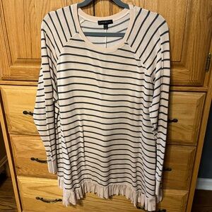 Lane Bryant Pink and Black Striped Tunic